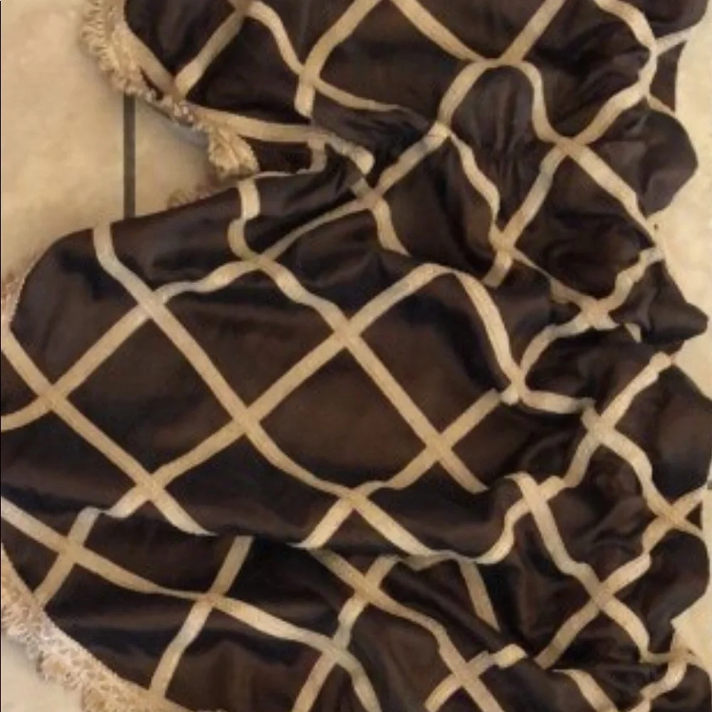 Rod Pocket 50 Inch Wide Brown/gold scalloped valance